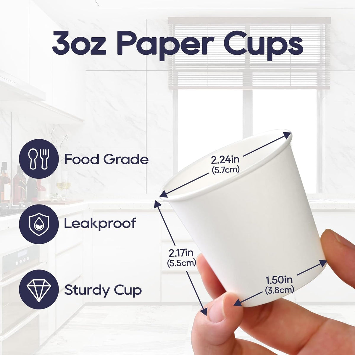 LITOPAK 1000 pack 3 oz Paper Cups, White Disposable Bathroom Cups, Mini Paper Cups for Parties, Picnics, Barbecues, Travel and Event
