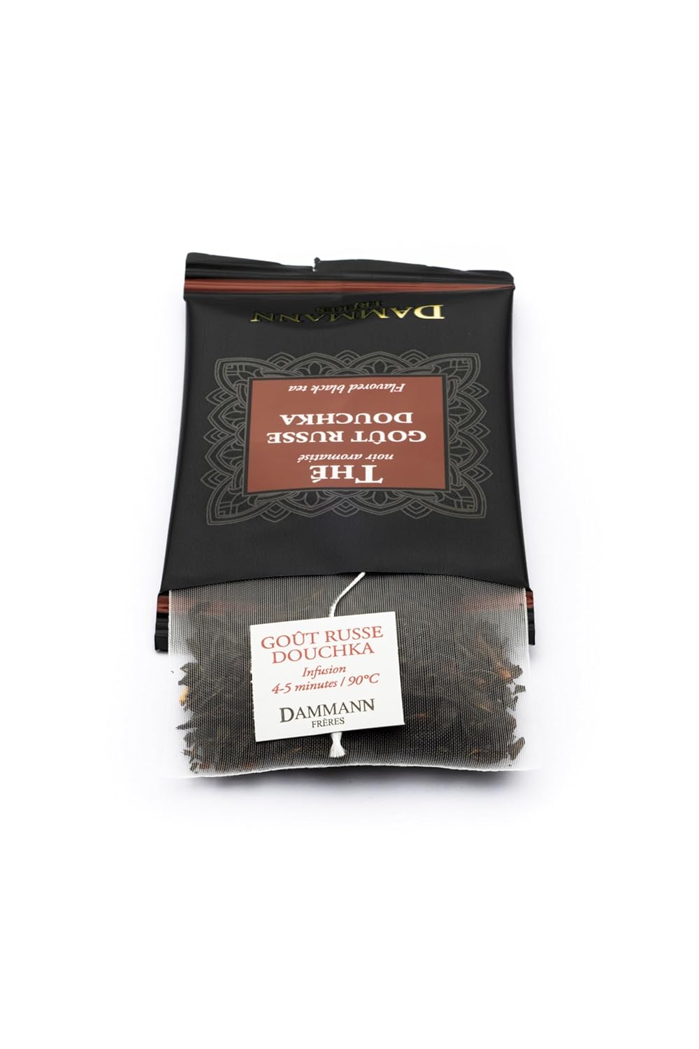 Dammann Freres Satchets, Goût Russe Douchka Tea Bags, Premium Gourmet French Black Tea, Blend Bergamot, Lemon, Orange Flavors, Individually Wrapped, 24 Count (Single Pack)