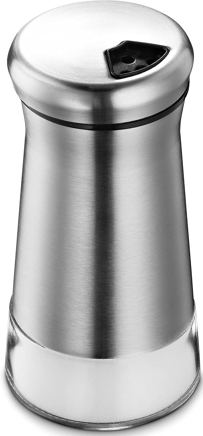 The Original Salt Shaker - Spice Dispenser with Adjustable Pour Holes - Stainless Steel & Glass 1 Bottle