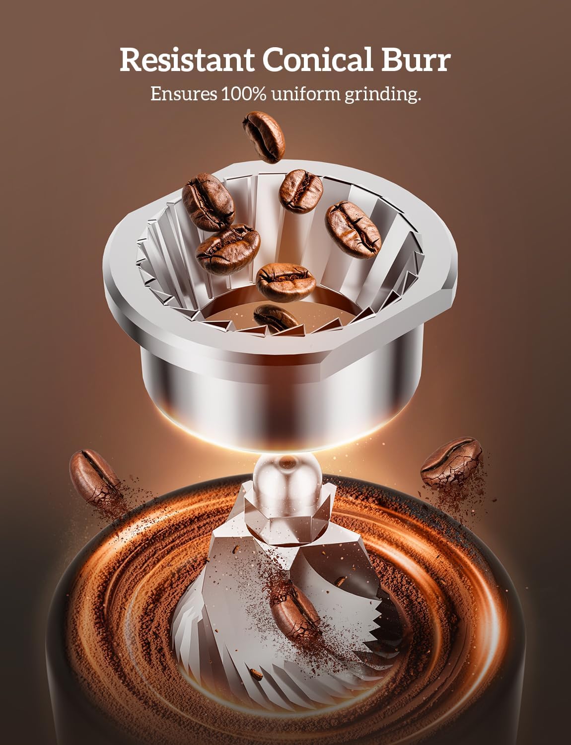Neretva Burr Coffee Grinder, 2 in 1 Professional Espresso Grinder Stainless Steel Suit 51~58mm Portafilter Coffee Bean Grinder 30 Precise Setting & Anti-Static for Espresso/French Press/Drip/Cold Brew