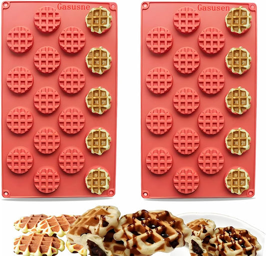 Silicone Waffle Mold Set, 2PCS/Set 18 Cavity Mini Silicone Waffle Mold Waffle Making Mold, Non-stick Cake Cookie Chocolate Making Mold for Baking