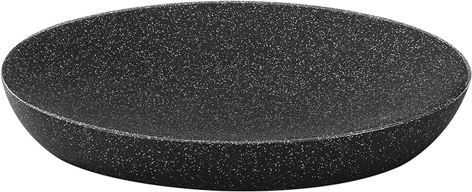 Luxspire Soap Dish, Resin Soap Tray Soap Holder Container Box, Marble Pattern Oval Soap Plate Case, Sponge Dish Scrubbers Tray Holder for Bathroom Vanity Shower Kitchen Sink Counter Top, Gravel Black
