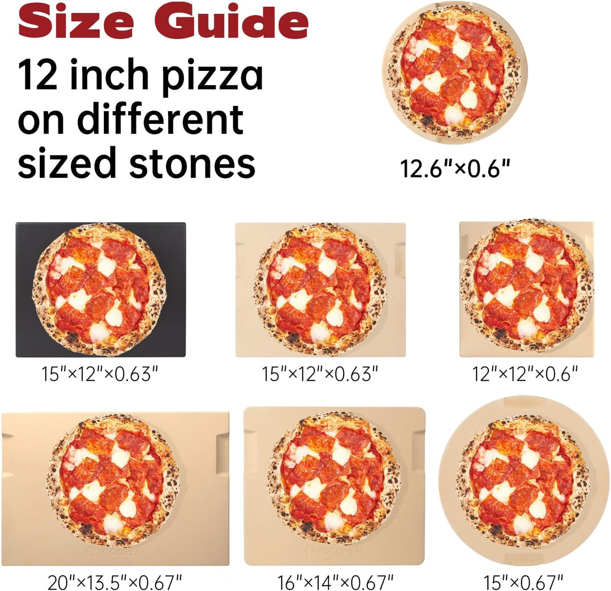 Pizza Stone 12.6in Round Baking & Grilling Stone, Perfect for Oven, BBQ and Grill. Innovative Double - faced Built - in 4 Handles Design