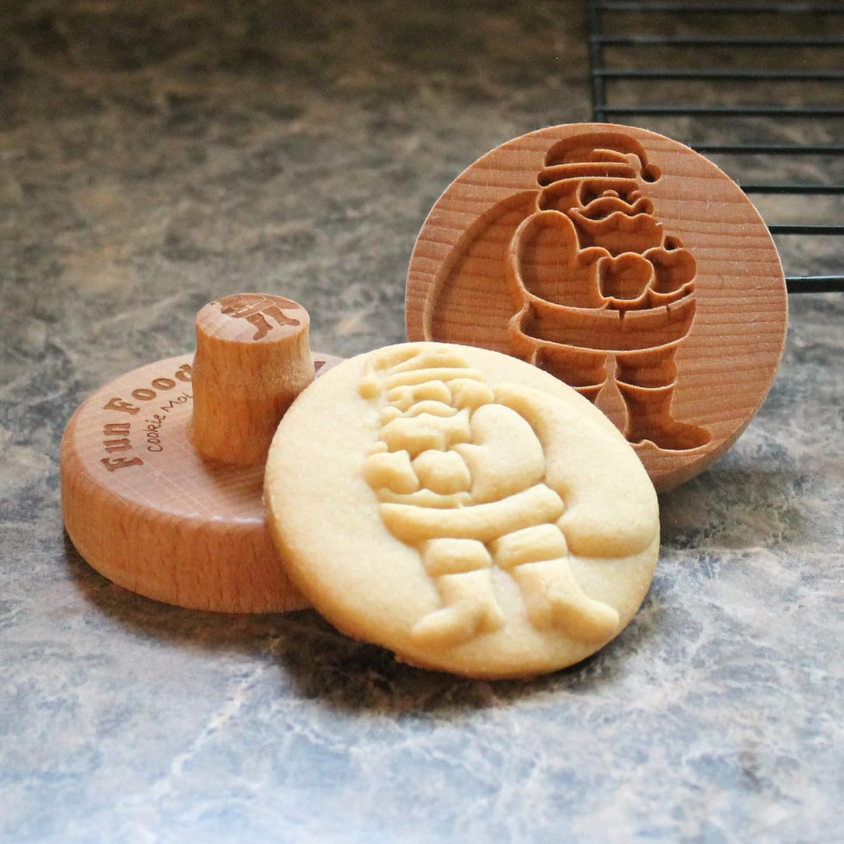 Wood Cookie Stamp, 2.5 Inch (Santa CS-048)