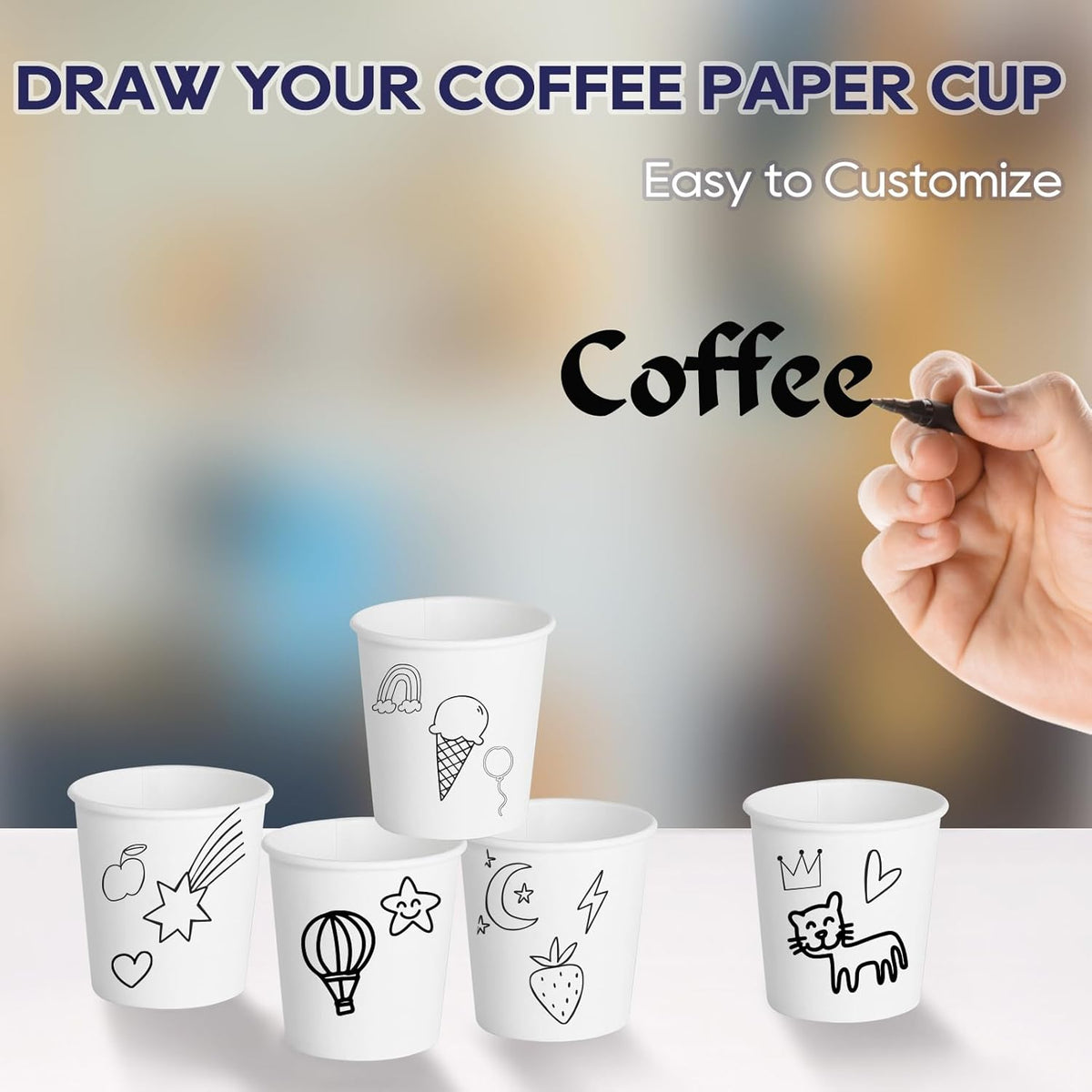 LITOPAK 1000 pack 4 oz Disposable Paper Coffee Cups, Small White Paper Coffee Cups for Office, Home, Party, and Events