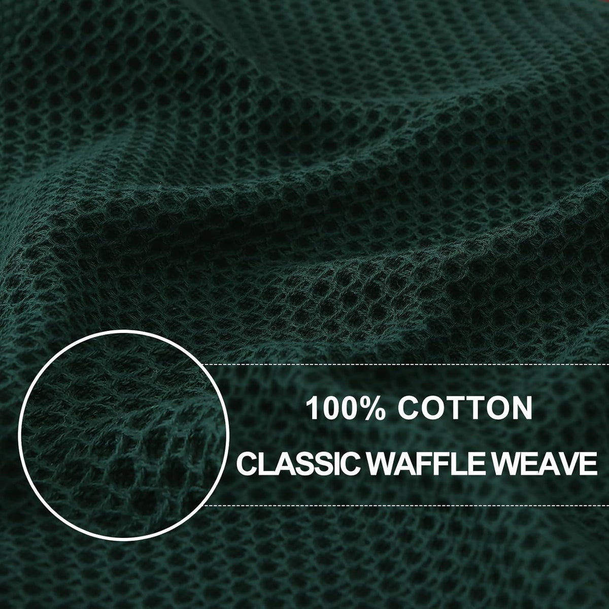 Homaxy 100% Cotton Waffle Weave Kitchen Dish Towels, Ultra Soft Absorbent Quick Drying Cleaning Towel, 13 x 28 Inches, 8-Pack, Blackish Green