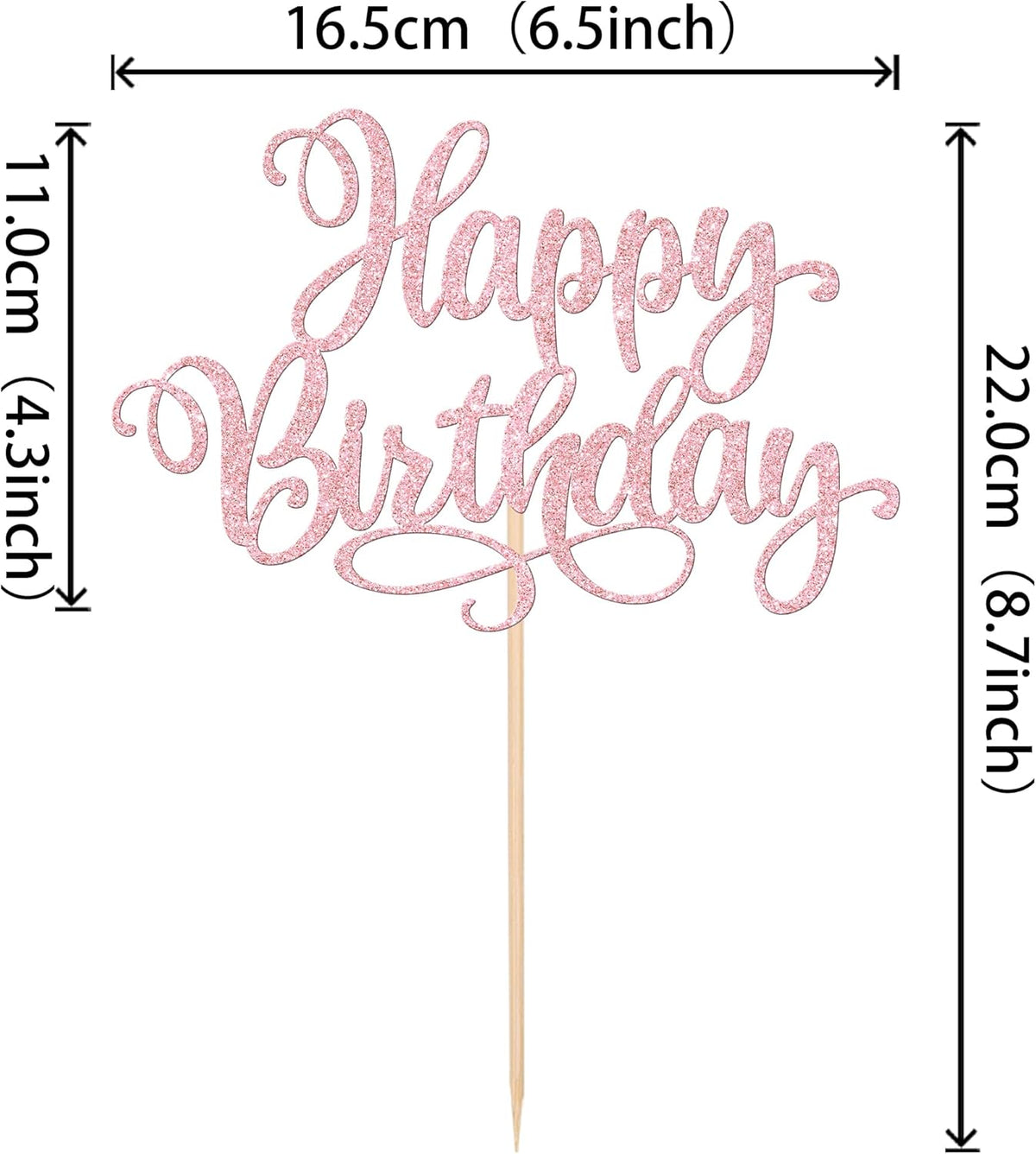 1 PCS Happy Birthday Cake Topper Glitter Happy Birthday Cake Pick Bunting Decor for Anniversary Celebrating Happy Birthday Party Cake Decorations Supplies Light Pink