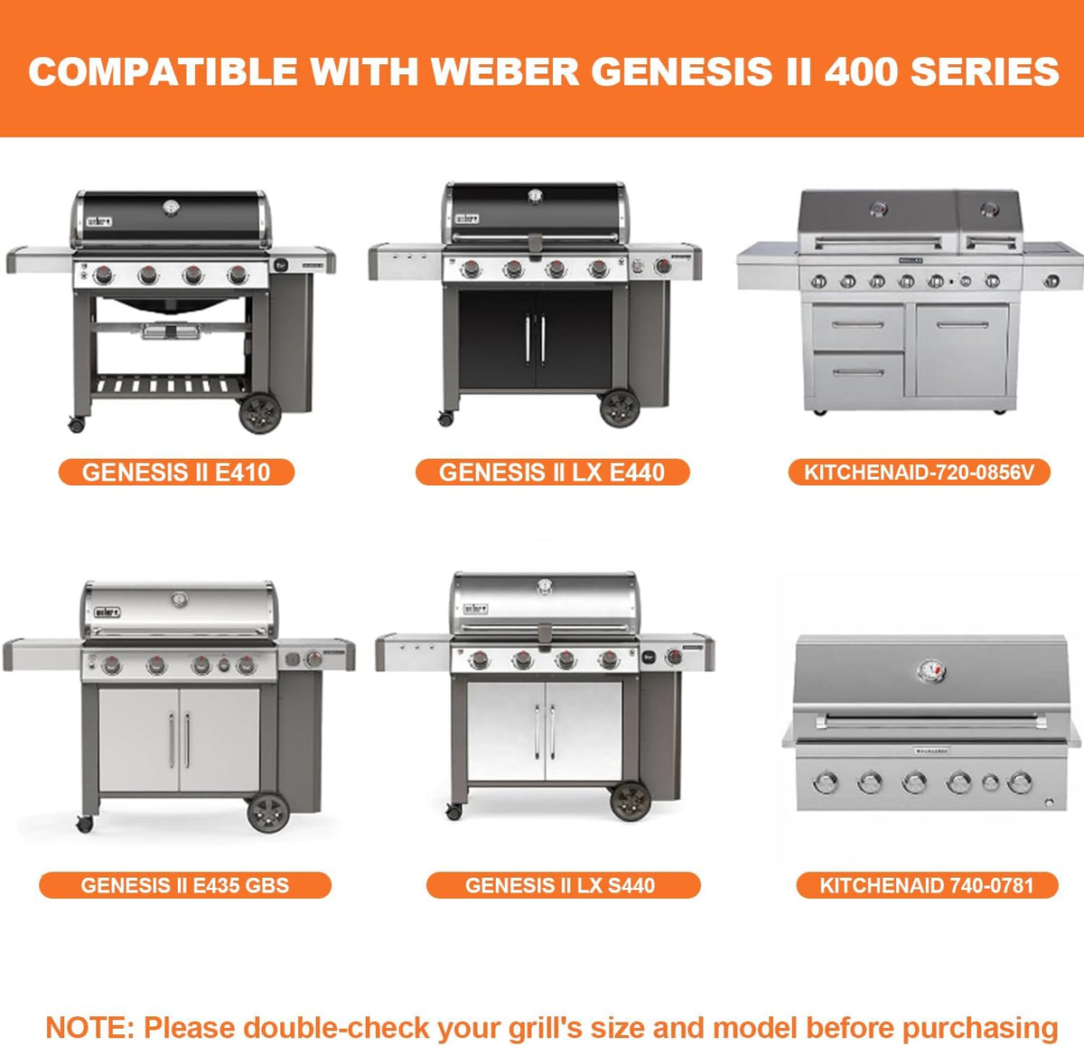 KEESHA 304 Food Grade Stainless Steel Grates Insert for Weber Crafted Genesis II 400 Series Grill Grates for Weber Genesis ll E-410/S-410, LX E-410/LX E-440, E435/S 435, SE-410, LX 440/LX S-440