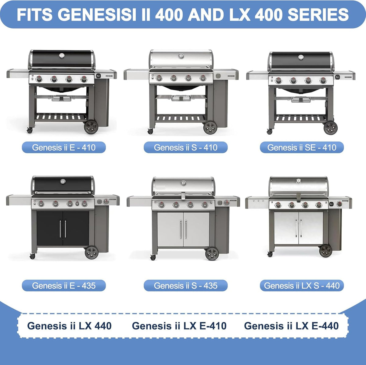 66097 Grill Grates with Grill 66041 66796 Flavorizer Bars Heat Deflectors for Weber Genesis II Grill Parts, E-410, S-410, Genesis II LX E-440, S-440,Porcelain Heat Plate Deflectors