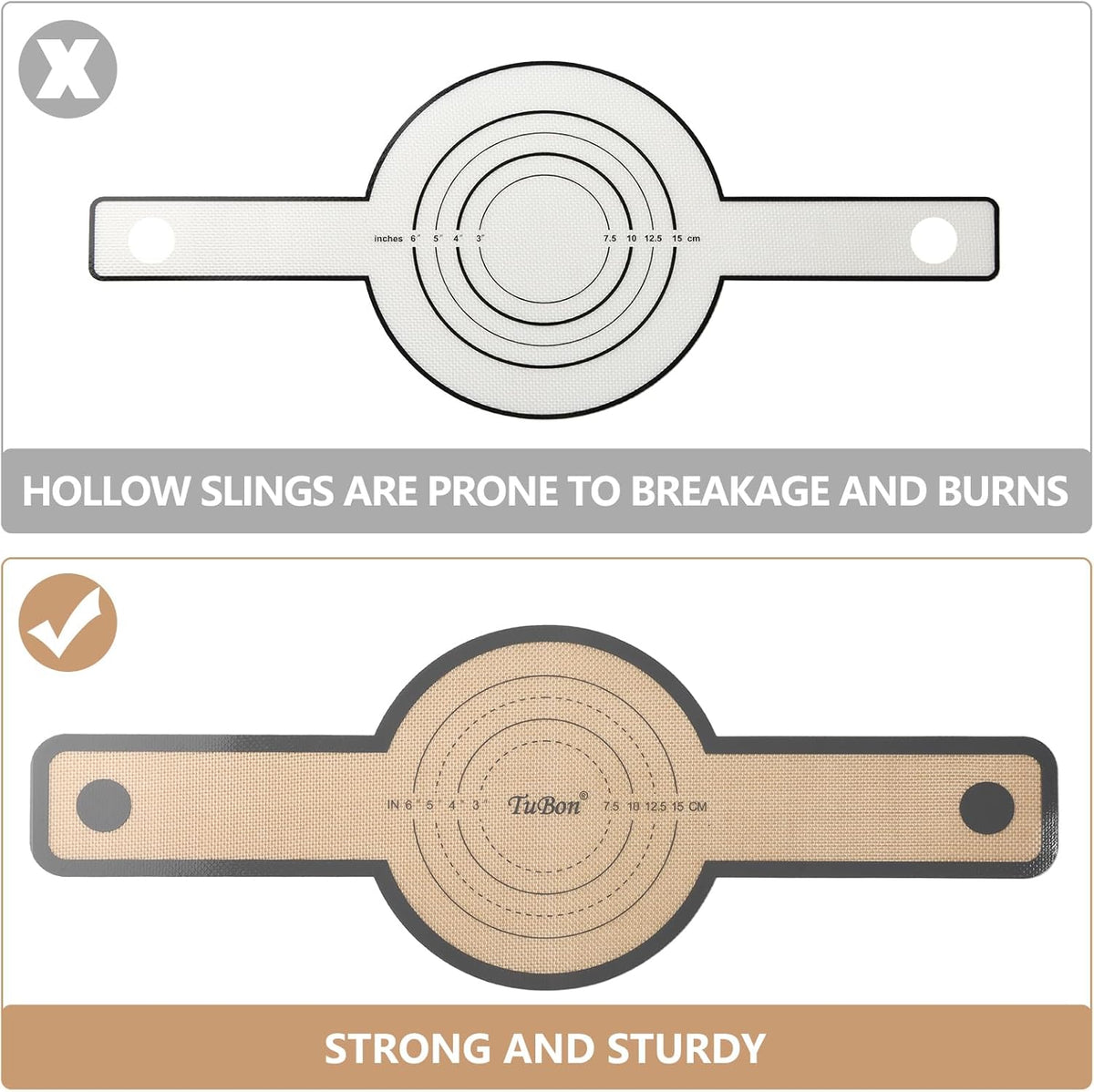 TuBon 8.3" Silicone Bread Sling for Dutch Oven - 1pcs Non Stick Reusable Baking Mat with Handles, Perfect for Sourdough Bread, Round Pizza, Artisan Loaf - Easy Clean, Odor Free, Heat Resistant