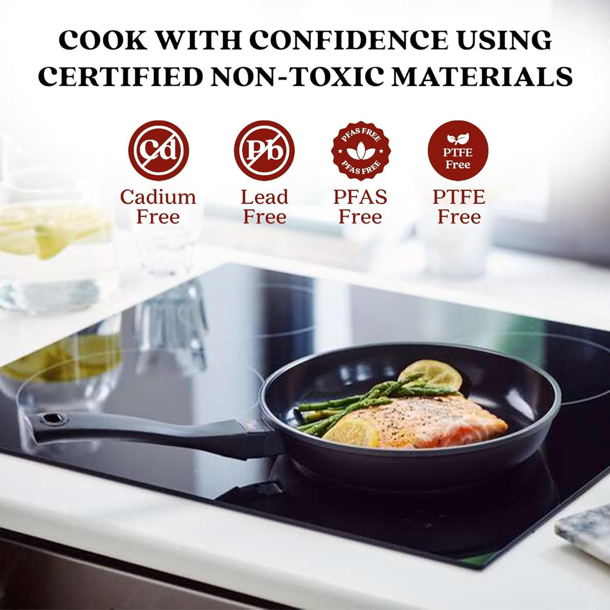 Alva Energy 8" & 11" Ceramic Nonstick Frying Pan Set – PFAS/PTFE-Free – Induction, Gas & Electric Compatible – Lightweight with Stay-Cool Handles – Even Heating, Dishwasher Safe