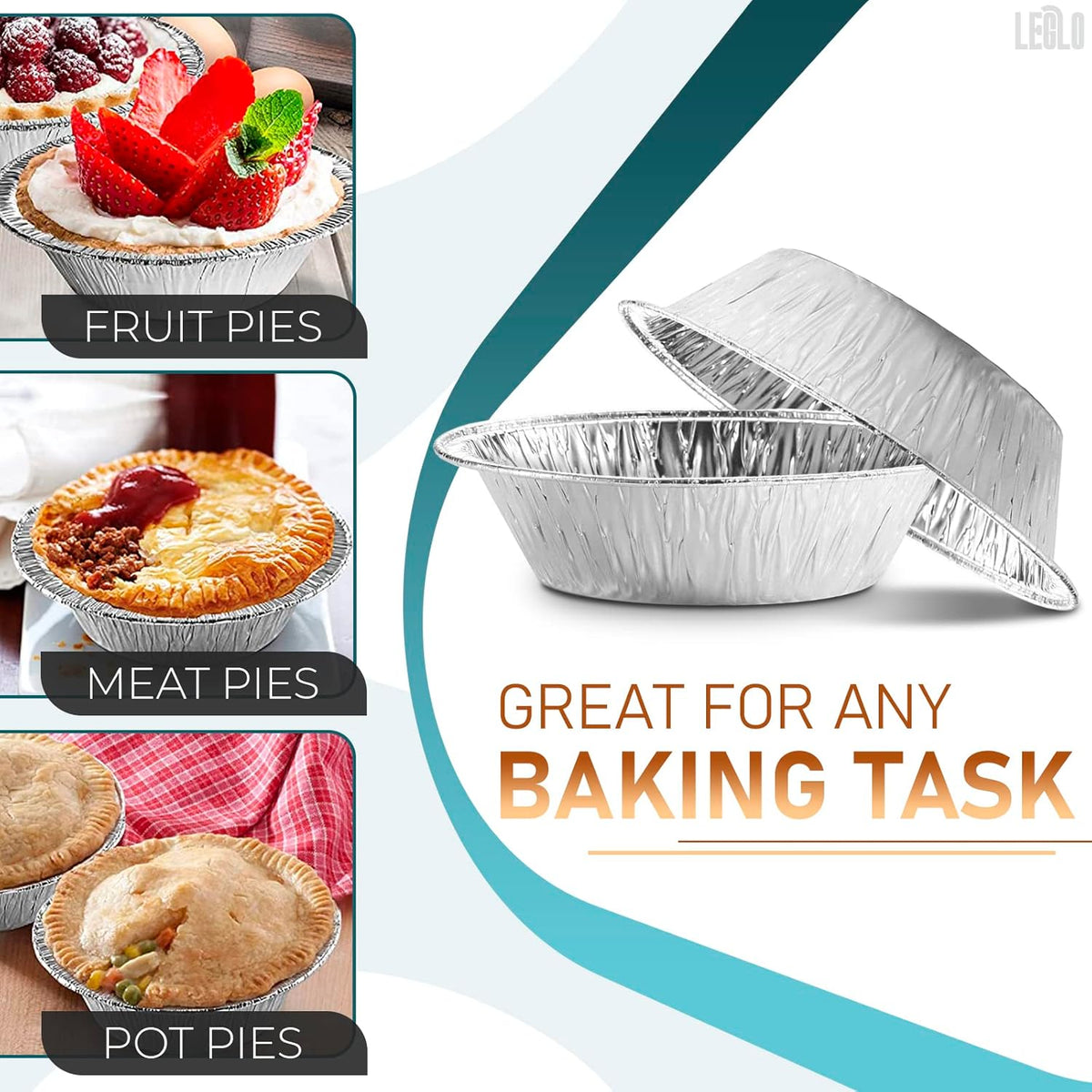 LEGLO 100 Pcs Disposable Egg Tart Tins - 2.9" Aluminum Mini Pie Tins, Quality and Durable Material, Easy to Use and Oven Safe, Moisture and Odor Resistant, Good for Fruit, Pastry, Meat, and Pot Pies