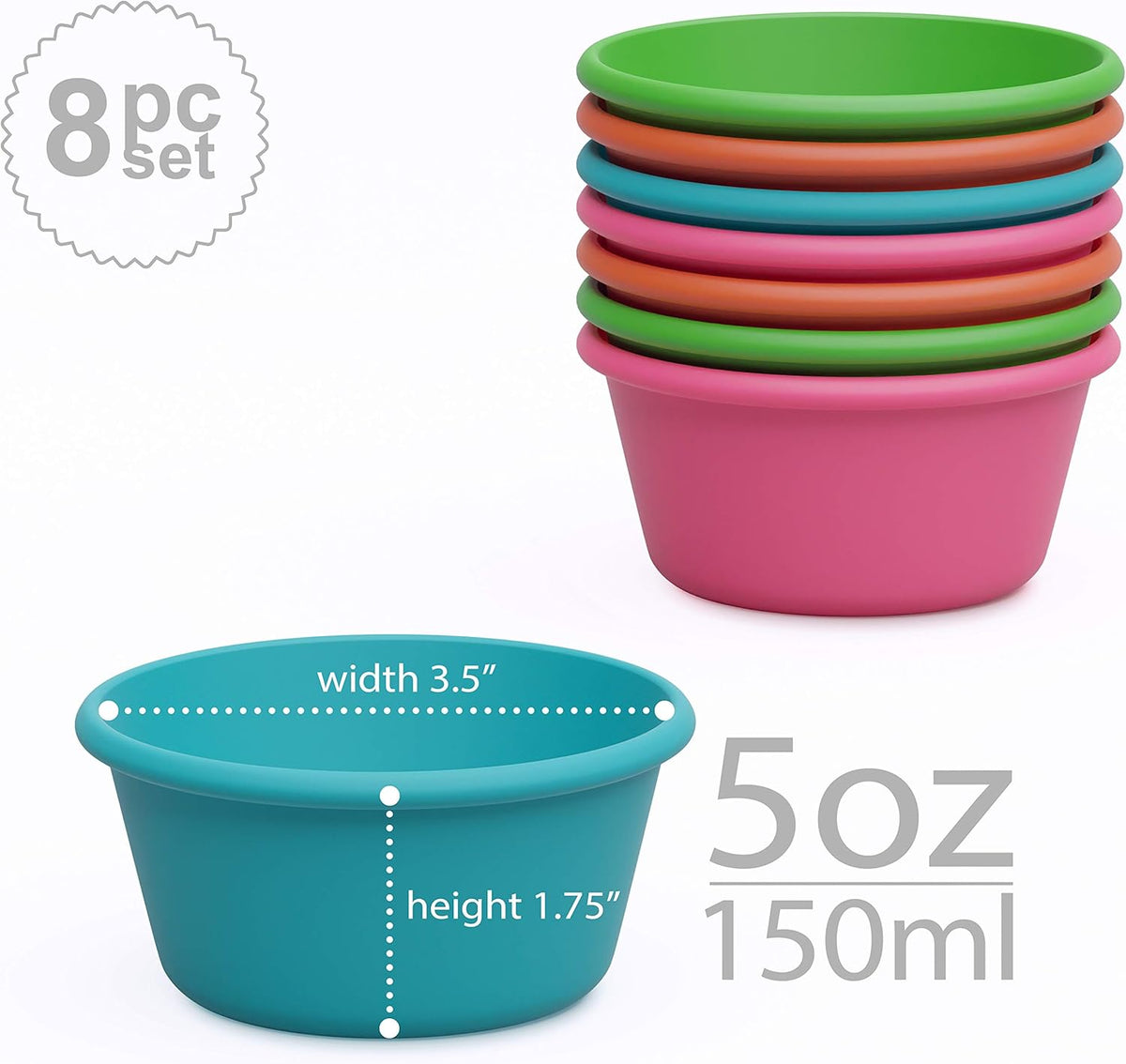 Bakerpan Silicone Jumbo Muffin Cups For Baking, Smooth Large Air Fryer Muffin Cups, 3 1/2 Inch Muffin Baking Cups, Jumbo Cupcake Liners - Set of 8