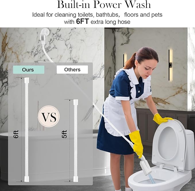 Filtered Shower Head with Handheld White - High Pressure 6 Modes, 120 Anti-clog Nozzles, Detachable Showerhead with Hard Water Filters, Extra Long 6ft Hose, Power Wash Mode for Bathroom, Pets
