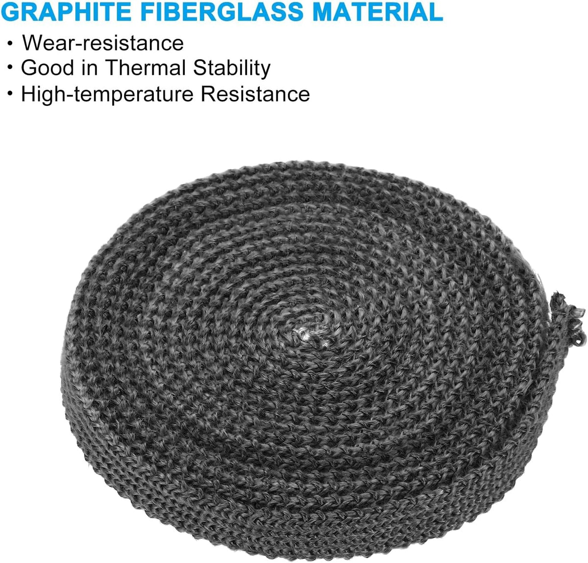 PATIKIL Wood Stove Gasket, 2Pcs 9/16" x 1/8" x 118" Flat Graphite Fiberglass High-Temperature Resistance Seal Rope for Stoves Fireplace Door, Black