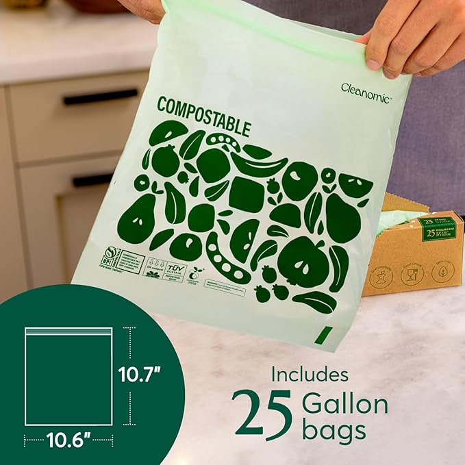 CLEANOMIC Compostable* Food Storage Bag Bundle - Gallon, Quart, Sandwich and Snack Sizes