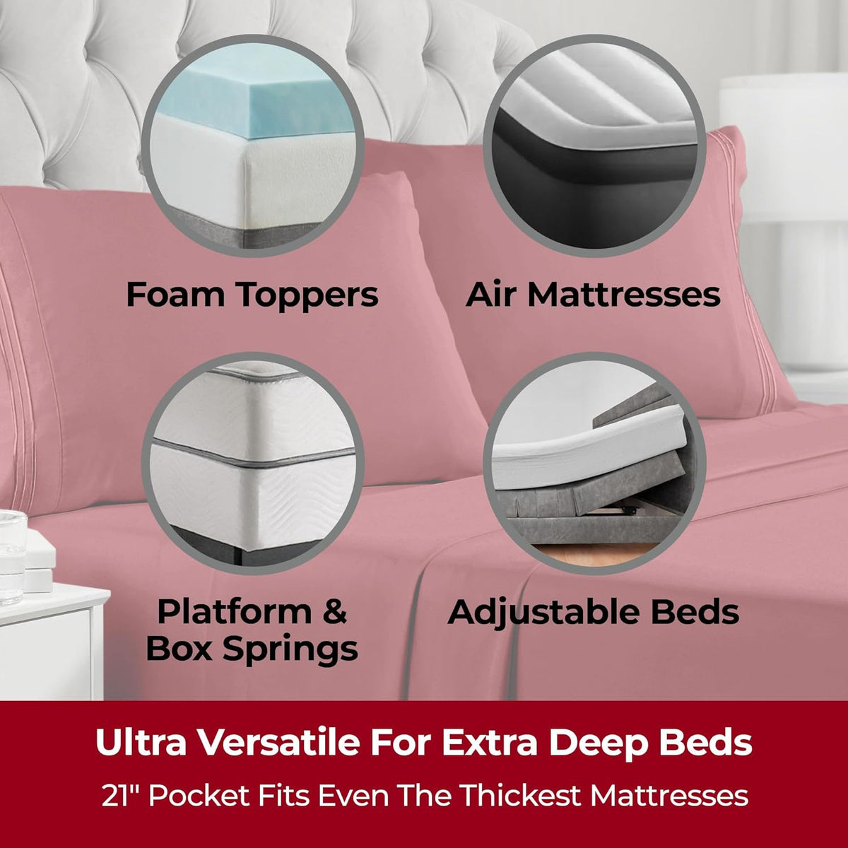 Mellanni Extra Deep Queen Sheets - 4 PC Iconic Collection Bedding - Hotel Luxury, Ultra Soft, Cooling Bed Sheets - Wrinkle, Fade, Stain Resistant (Queen, Brick Red)