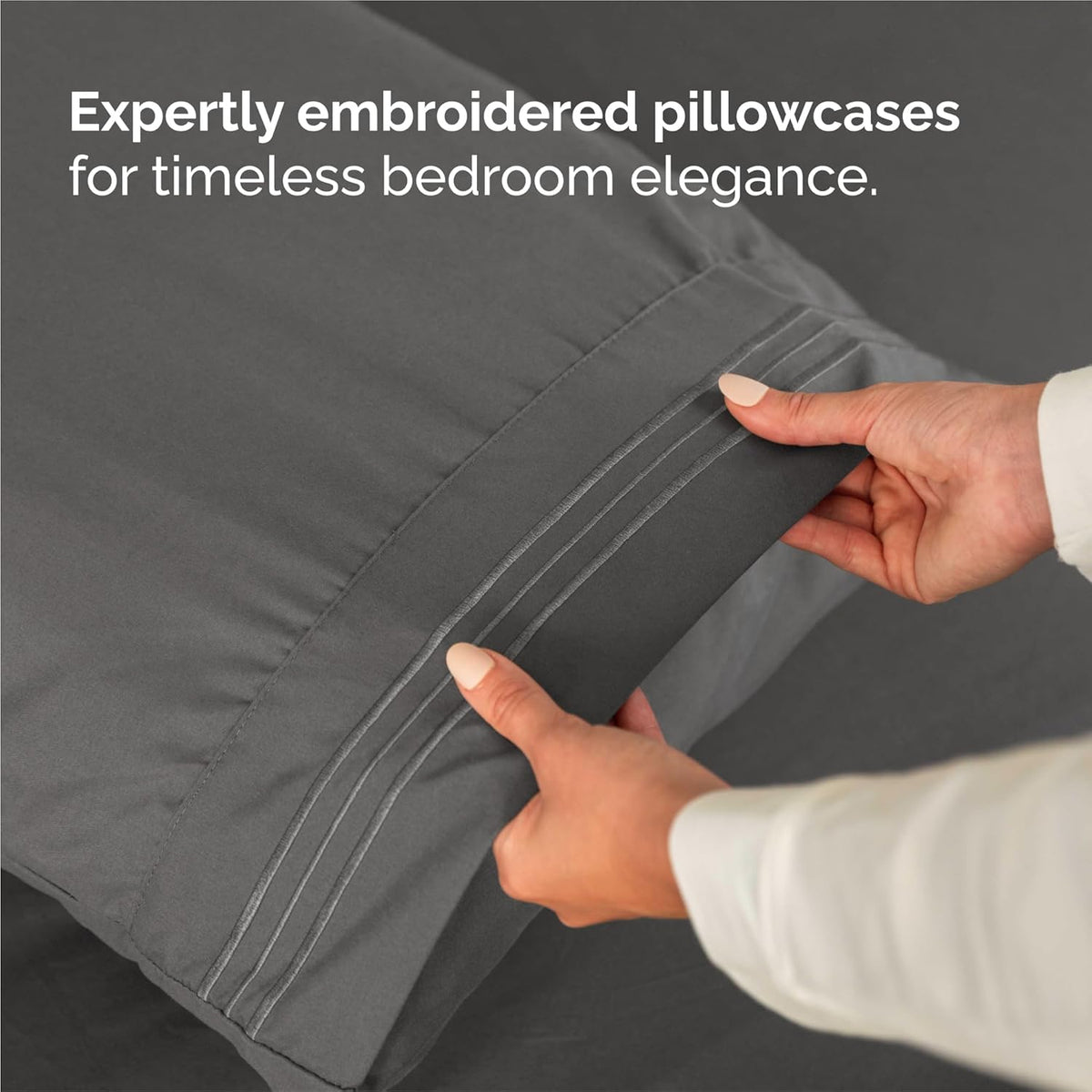 Split King Size 5 Piece Sheet Set - Comfy Breathable & Cooling Bed Sheets Set - Hotel Luxury Bedding for Women, Men, Kids, Teens, Boys & Girls - Deep Pockets, Soft, Wrinkle Free - Oeko-Tex - Charcoal