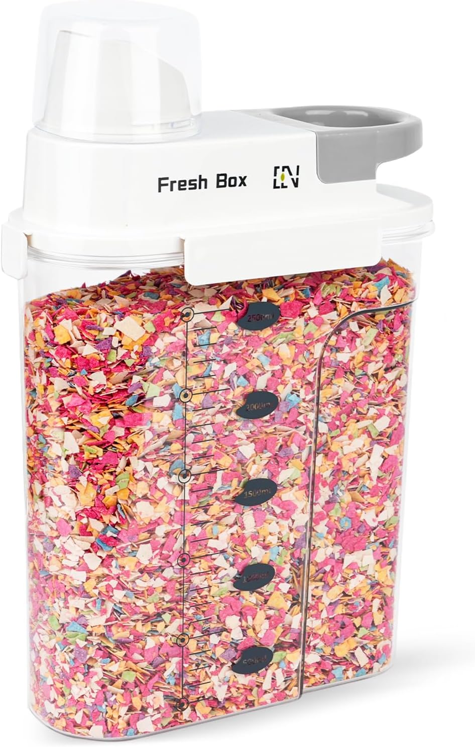 Cereal Storage Container 1Pack,85oz/2.5L Airtight Food Storage Containers With Lids,Organizers Storage With Measuring Cup for Beans,Sugar,Rice,Nuts,Snacks,Pet Food,Candy (Gray, 1Pack Large Size)