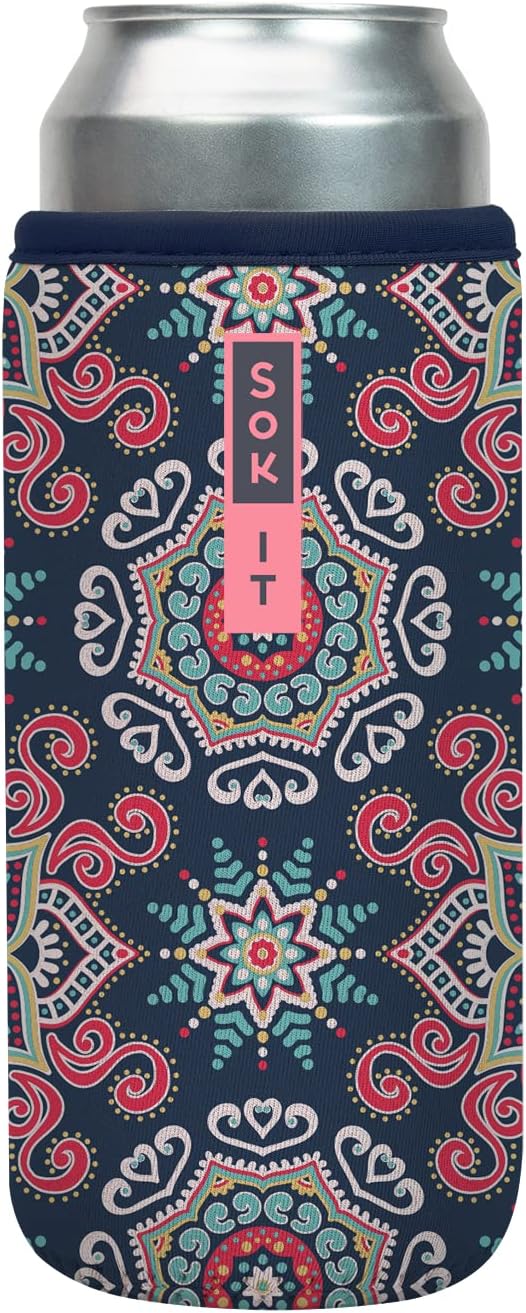 Sok It CanSok Sleeve for Beer & Soda Insulated Neoprene Cover (Floral Burst, 25oz Can Sleeve)
