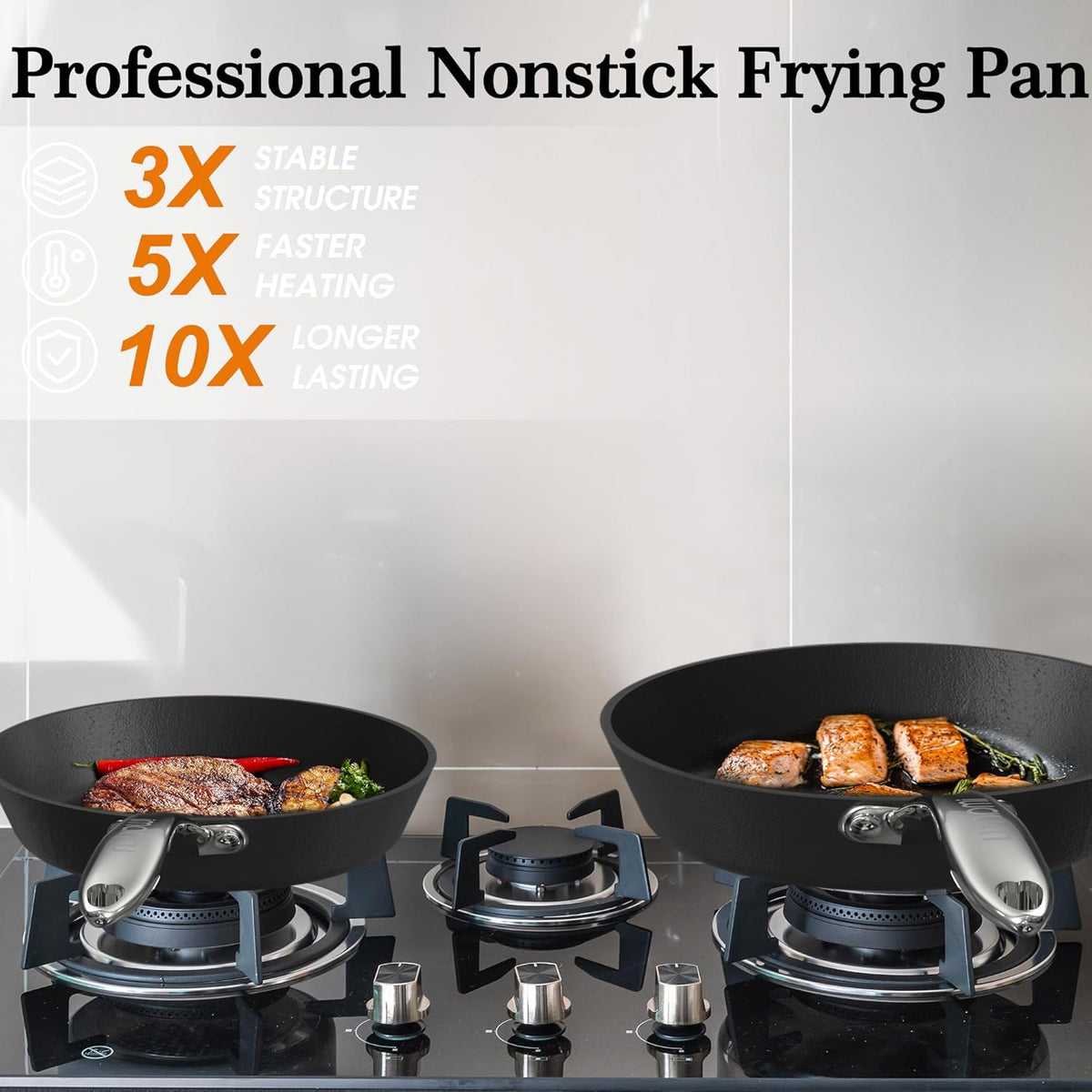 imarku Non Stick Frying Pans, 8&10&12 inch Nonstick Skillet, Professional Frying Pan, Induction Compatible Cooking Pan Set, Cool Stainless Steel Handle, Dishwasher Safe, Gift for Men and Women