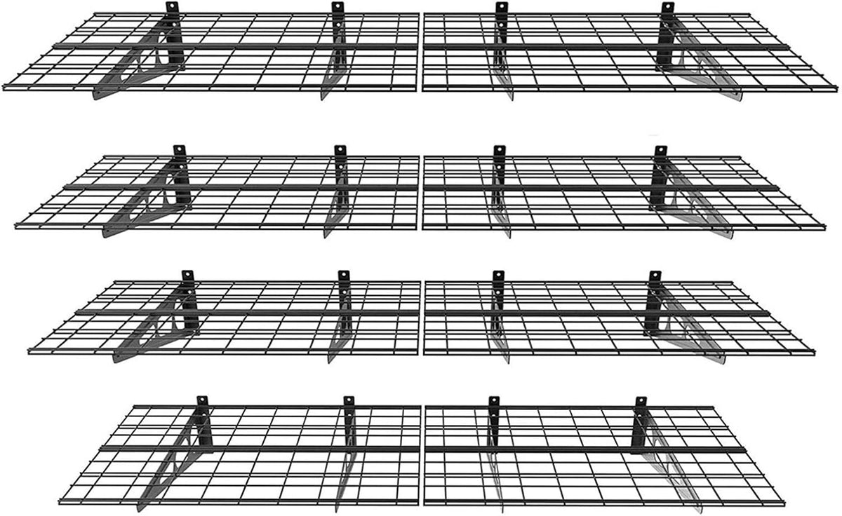 FLEXIMOUNTS 4-Pack 2x6ft 24-inch-by-72-inch Wall Shelf Garage Storage Rack Floating Shelves, Black