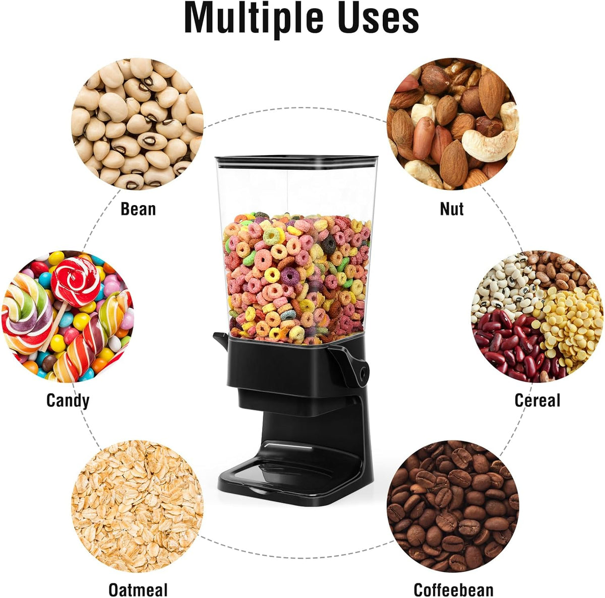 Cereal Dispenser Countertop with 4 Pack Bowls and Spoons 5.5 Qt Large Cereal Storage Container Holder for Pantry Dry Food Nut Dispenser Snack Candy Organizer Kitchen Organization for Oatmeal Granola
