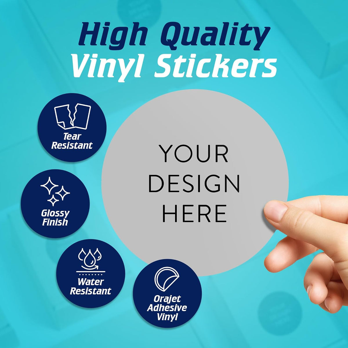 100 Custom Vinyl Stickers - Upload Your own Image, Text, Design, Logo - Personalized Logo Labels for Handmade, Packaging, Bottle, Jars, Candle, Brand Stickers (Gray, 5x5)