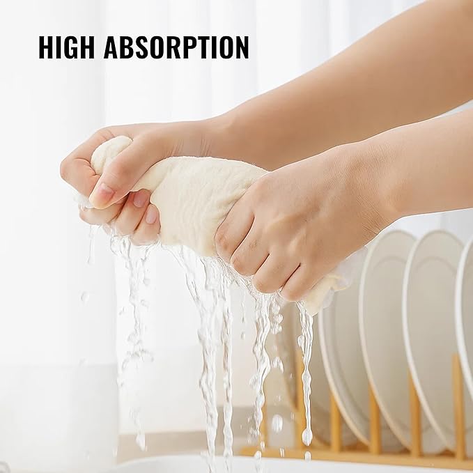 Dish Cloths Cotton| Kitchen Wash Cloth | Shop Towels Absorbent and Lint Free Flour Sack| Dishcloths for Kitchen Washing Dishes| Thick Absorbent Quick Dry Dish Rags | 12 Pack 13"x13" Natural