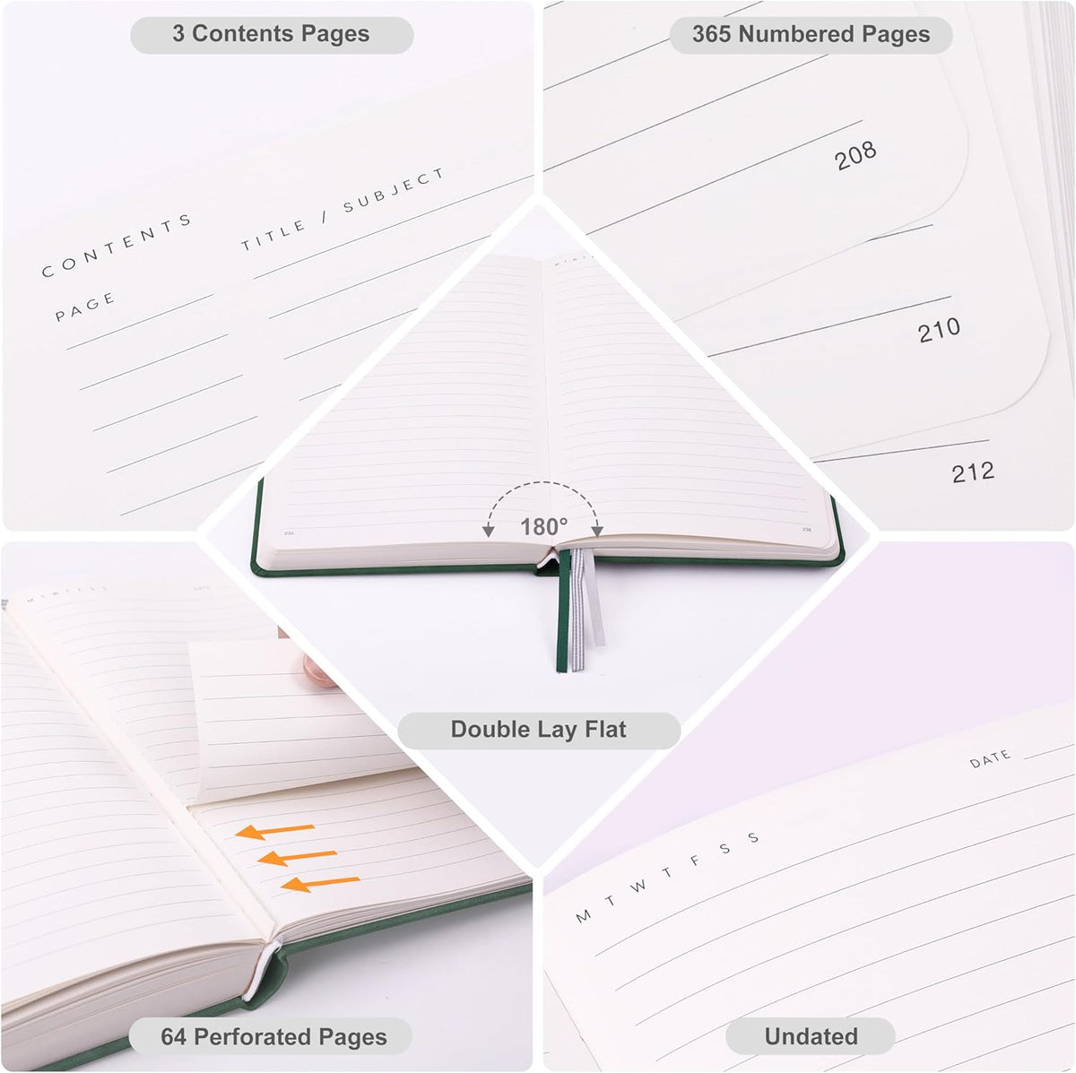 &And Per Se Lined Journal Notebook for Women&Men with Pattern, 365 Pages, 5.7'' x 8'' 100GSM Thick Paper, A5 Journals for Writing (Lavender)