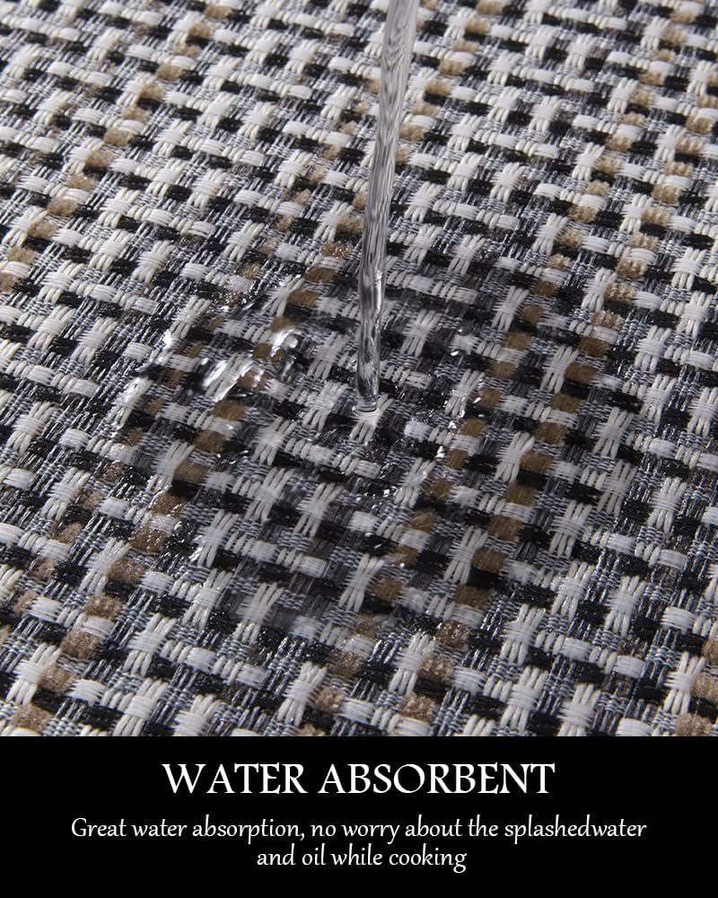 PADOOR Kitchen Mats for Floor, Kitchen Rugs Non Slip Washable, Half Circle Kitchen Floor Mat Sink Rug Rubber Backed Super Absorbent, 20”x32” Brown