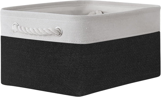 TheWarmHome Storage Bins for Shelves - 1 Pack 13.8x9.7x6.7 inch Storage Basket for Organizing for Closet Organizer Cubes Laundry Cloth Nursery (White & Black)