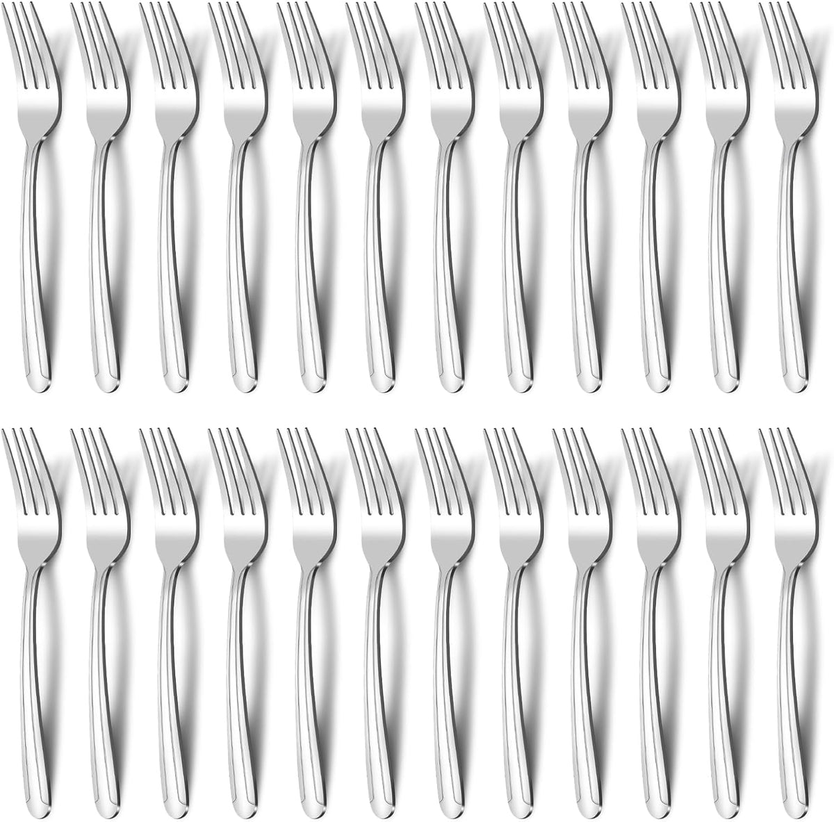 BEWOS 24-Piece Salad Forks, 7.1-Inch Forks Silverware Set, Stainless Steel Small Forks, Dessert Forks Bulk, Metal Forks, Salad Fork Set, Appetizer Forks, Silver Fork, Dishwasher Safe, Mirror Polished