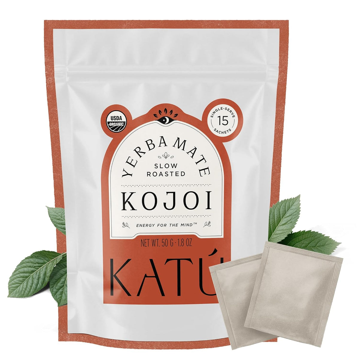Katú Kojoi Tea Bags - Premium USDA Organic Yerba Mate Tea, Slow Roasted, Unsmoked, Air Dried, Loose-Leaf, Aged, Natural Energy - 15 Count