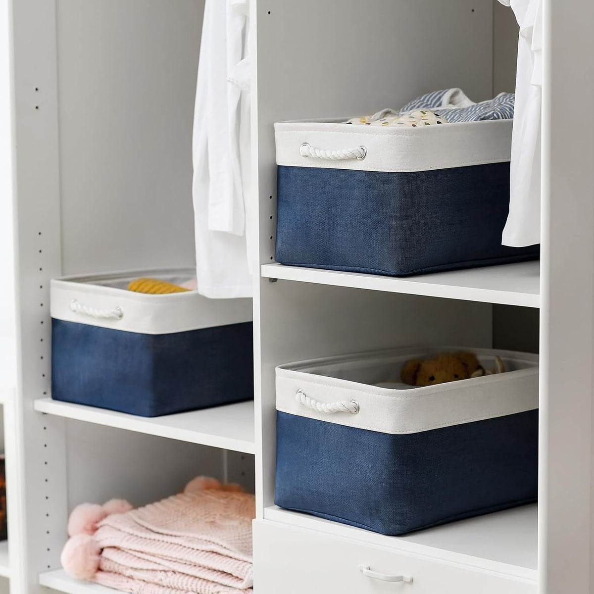 Storage Bins - Large Baskets for Storage Cubes with Handles Organization and Storage Baskets Gifts for Empty 15.7 (L) x 11.8 (W) x 8.2 (H) inches