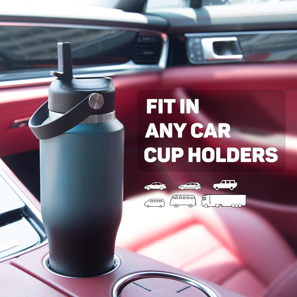 40oz Insulated Water Bottle Keep Cold 24h&Hot 12h, Double Wall Vacuum Insulated Water Bottles with Straw/Spout Lid, Stainless Steel Water Bottles that Fit in Any Car Cup Holder, Leak-proof