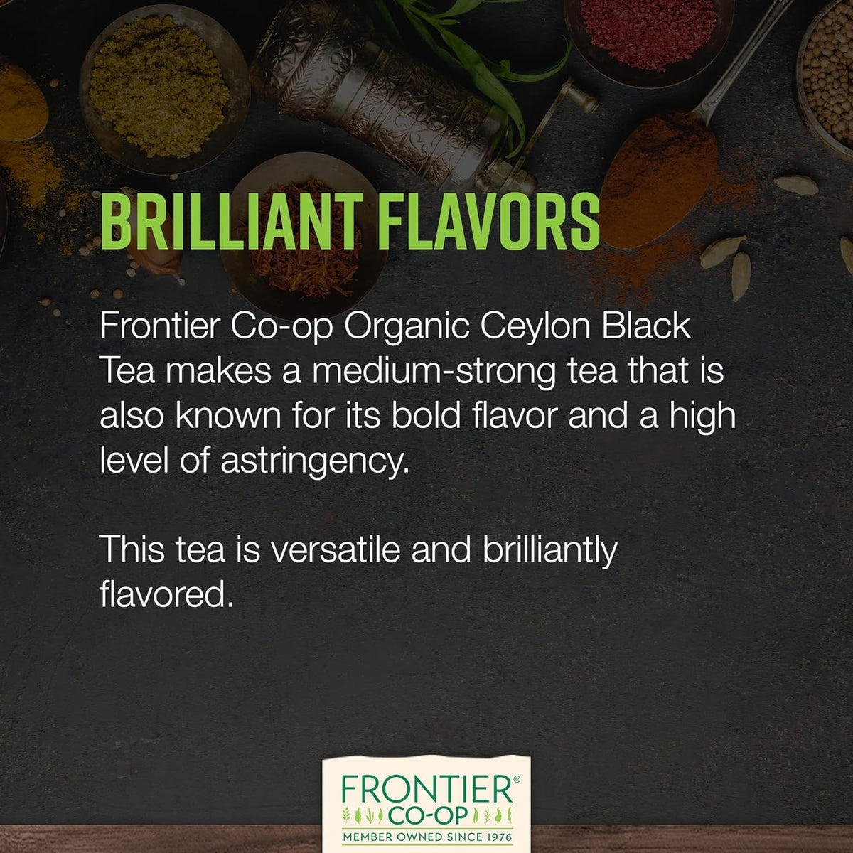 Frontier Co-op Organic Ceylon Black Tea, 1-Pound Bulk, High-Grown Orange Pekoe, Medium-Strong Tea Body, Kosher, Fair Trade