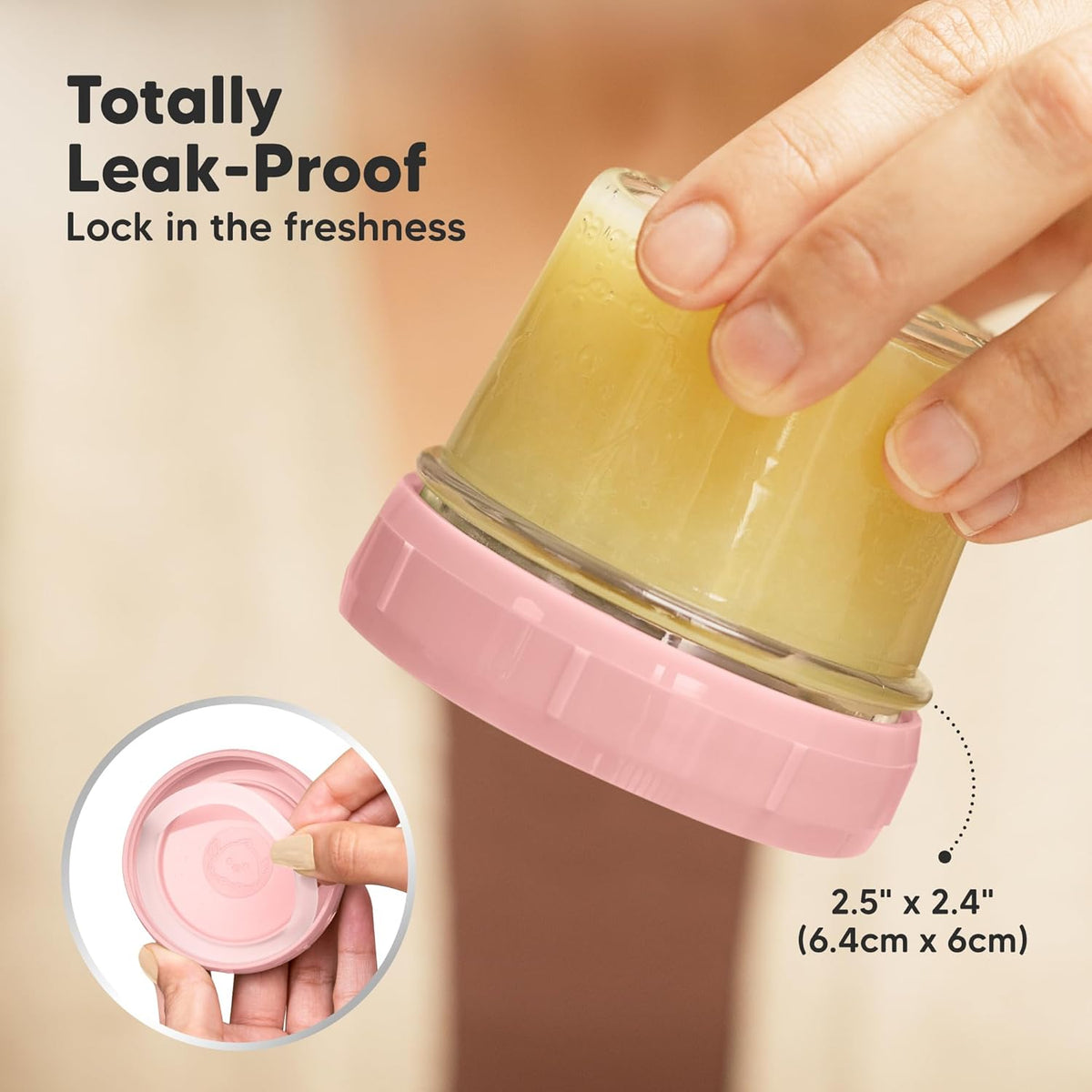 KeaBabies 12pk 4oz Glass Baby Food Containers with Lids - Leak-Proof, Microwavable Small Glass Jars, Baby Purees & Toddler Snack Storage Containers, BPA-Free, Dishwasher & Freezer Safe (Roseate)