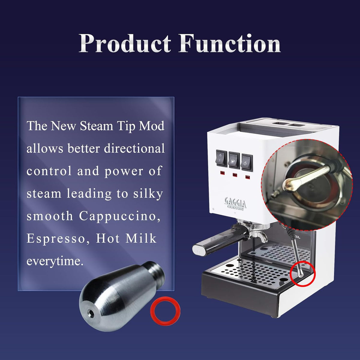 One Single Hole Steam Tip - Compatible With Gaggia Classic Pro or EVO (Gaggia Classic with the new steam wand) Traditional Espresso Coffee Machine Parts
