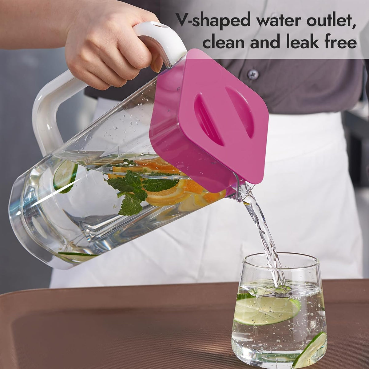 CURTA 1 Pack 2 Liters/68 oz Plastic Square Pitcher with Lid & Handle for Kitchen,ICED JUICE and Coffee Carafe Beverage Serveware, Acrylic Water Jug for Hot/Cold Drinks&lemonade