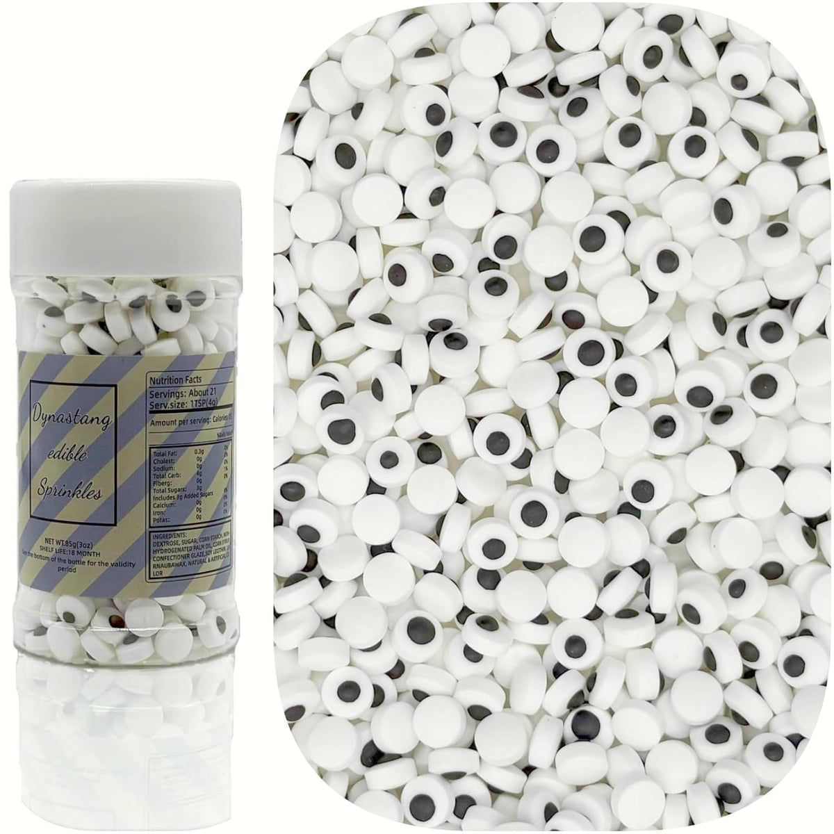Dynastang 7mm Mini Eyes Sprinkles Halloween Edible Eyes Cake Decoration Cupcake Toppers Cookie Decorating Perfect for Cakes, Cupcakes, Desserts Toppings 3OZ