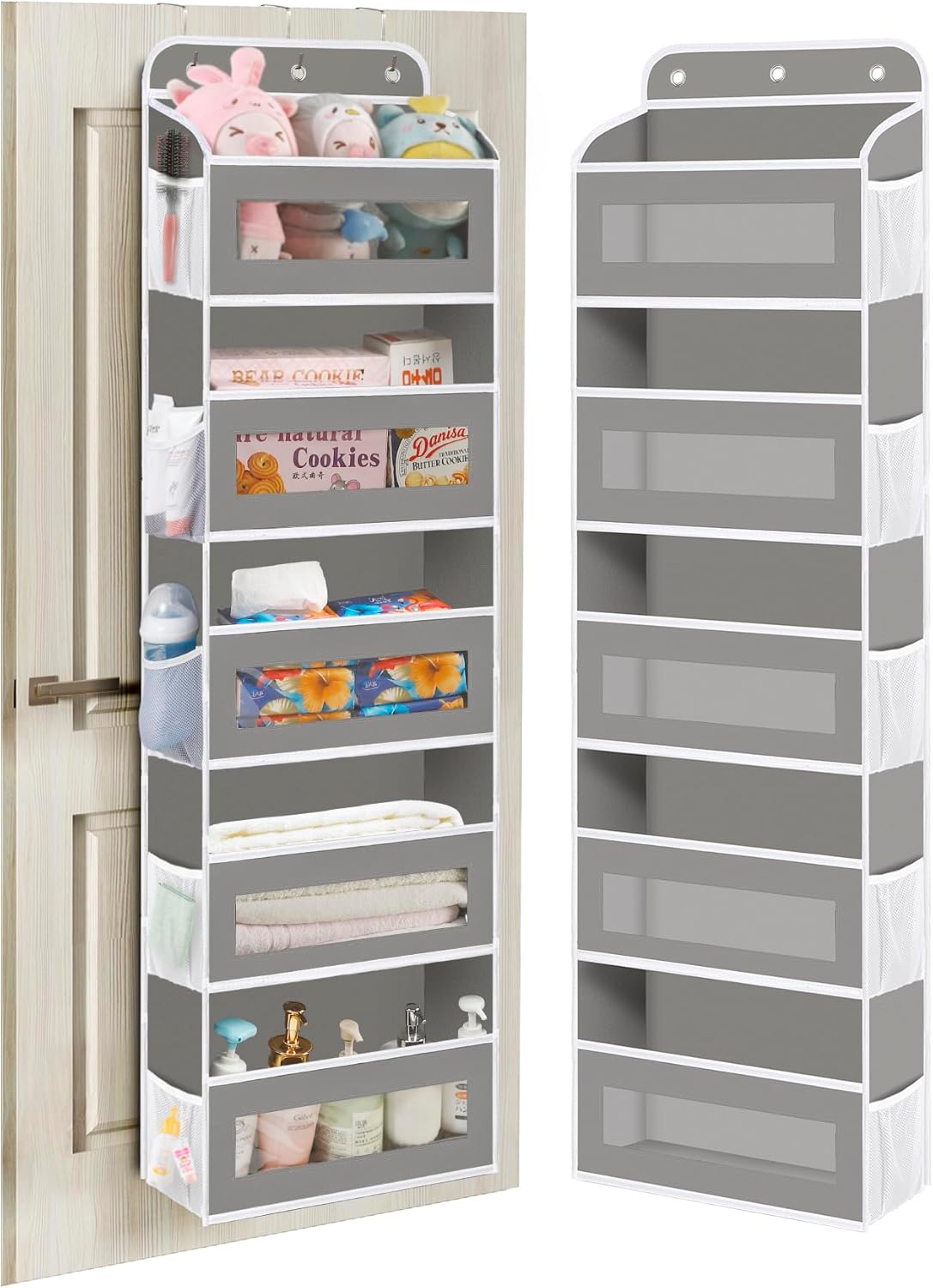 Over The Door Organizer, 5 Shelves Closet Door Hanging Organizer with 10 Mesh Pockets, Nursery Closet Organizer, Baby Essentials, Dorm Room Essentials for Girls