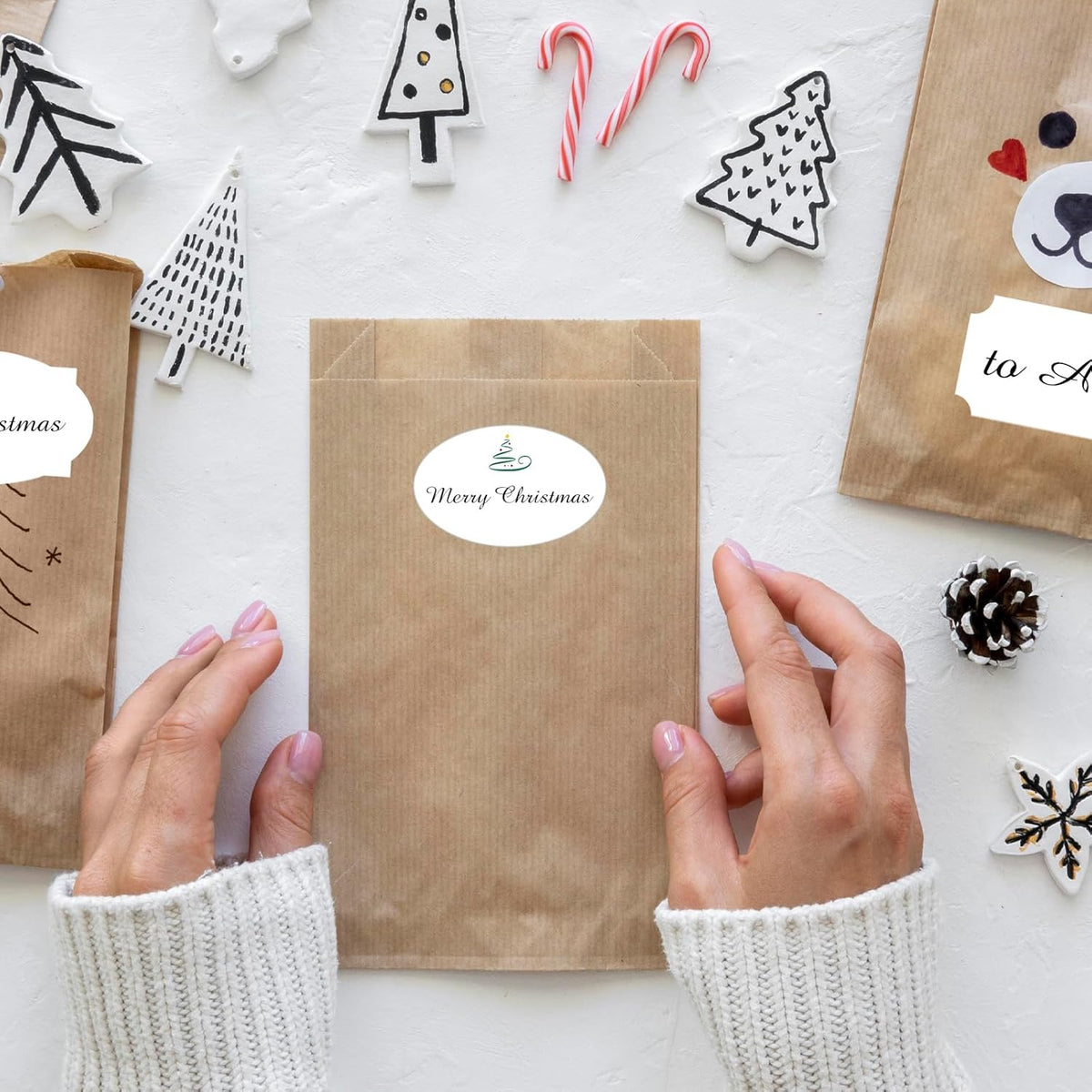 350 PCS Gift Tags Stickers Name Labels Stickers,2" x 1.2" Fancy Shape Stickers Self-Adhesive Handmade Bottle All-Purpose Jar Labels for Presents Cosmetic Decoration Jars Food Craft (White)