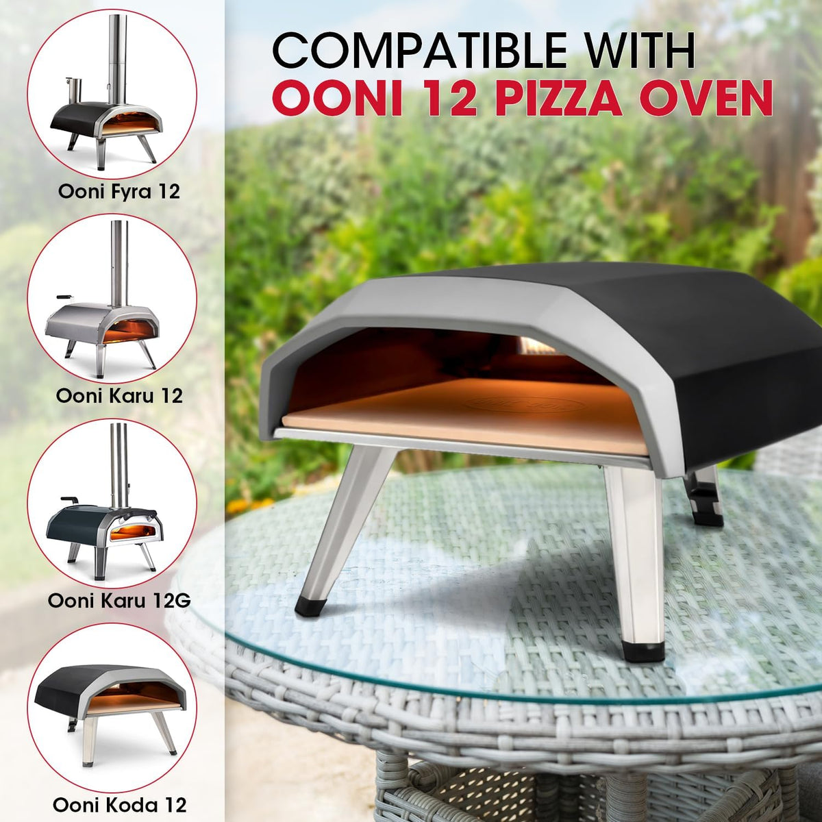 Unicook Pizza Stone 13 Inch, Cordierite Square Baking Stone for Ooni 12 Oven, Ideal for Making Crispy Crust Pizzas Bread and Cookies