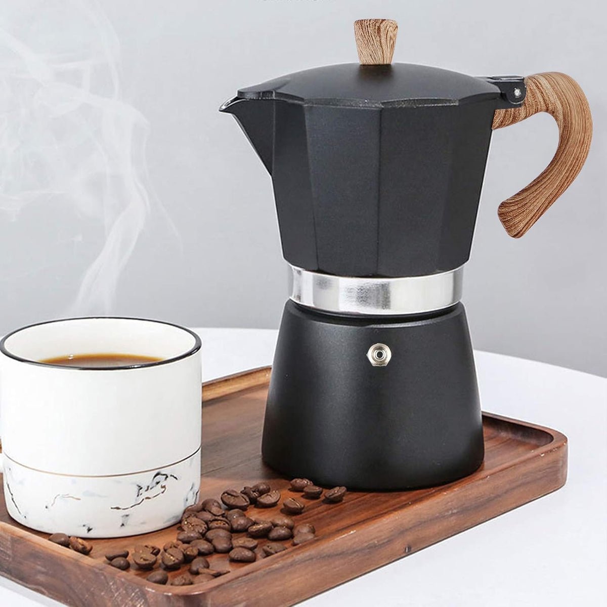 AIFUSI Moka Pot, Italian Coffee Pot 3 Cup/5 oz Stovetop Espresso Maker Stovetop Camping Manual Cuban Coffee Percolator Machine Italian Espresso Greca Coffee Maker Brewer Percolator