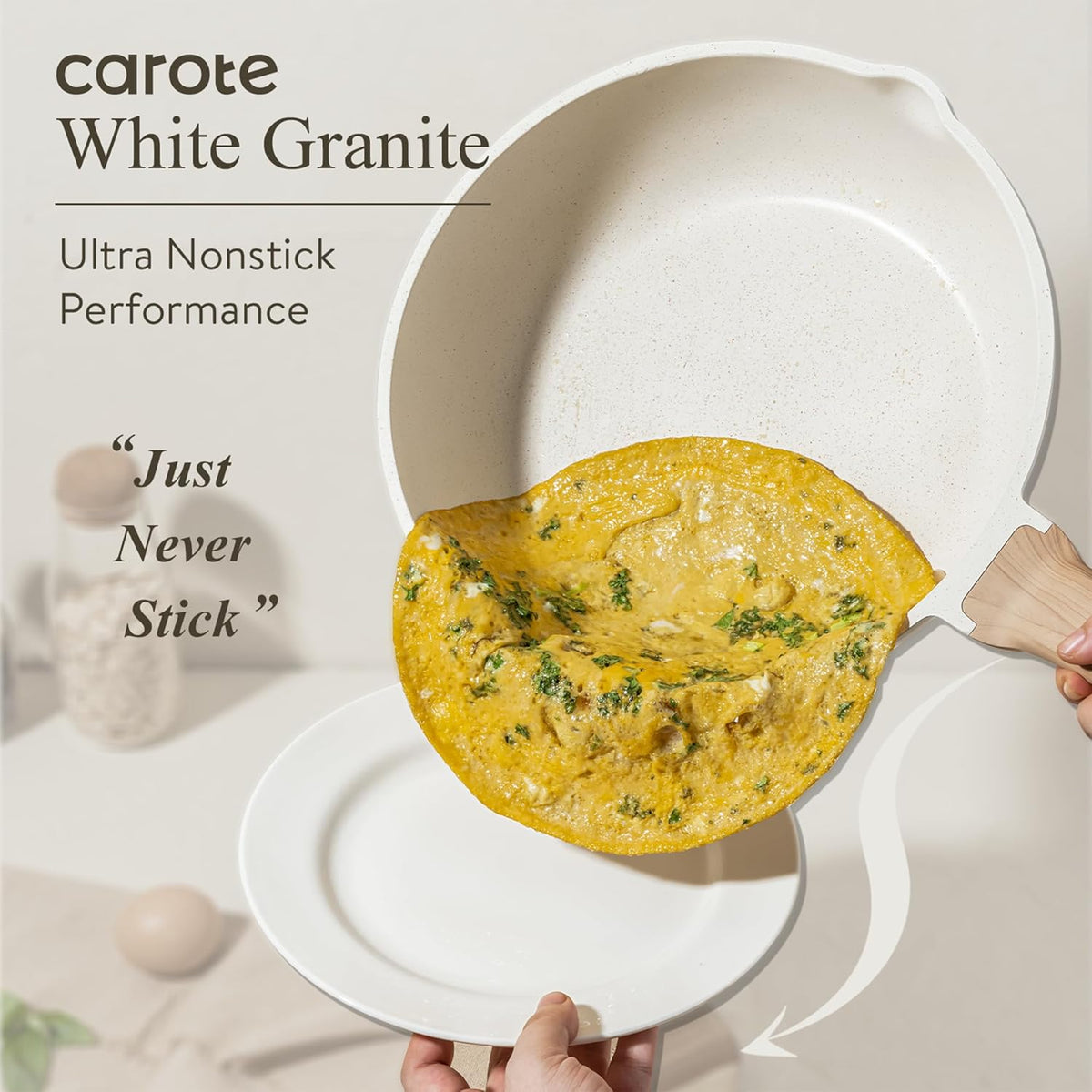 CAROTE 12Inch Nonstick Deep Frying Pan with Lid, 5.5 Qt Jumbo Cooker Saute Pan with Pour Spout, Skillet Induction Cookware, Non Stick Cooking Pan Kitchen Pan PFOA Free, White Granite