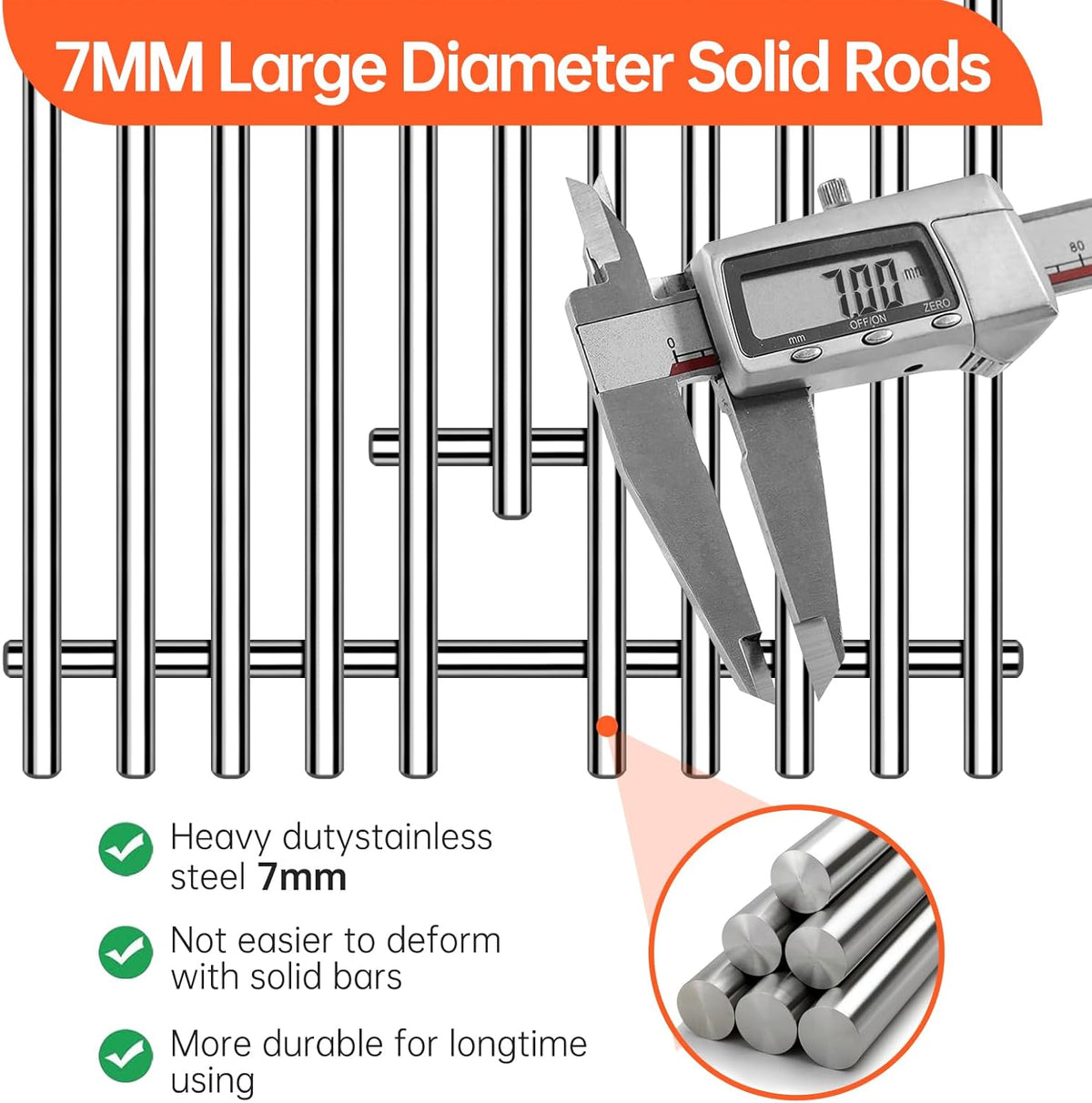 5 Pack 7mm Stainless Steel Rod Cooking Grid Grate Replacement Parts for Blaze Grill Models,CG115 Replaces, Fits BLZ-32-034,RCS,Summerset Sizzler Grill Grates