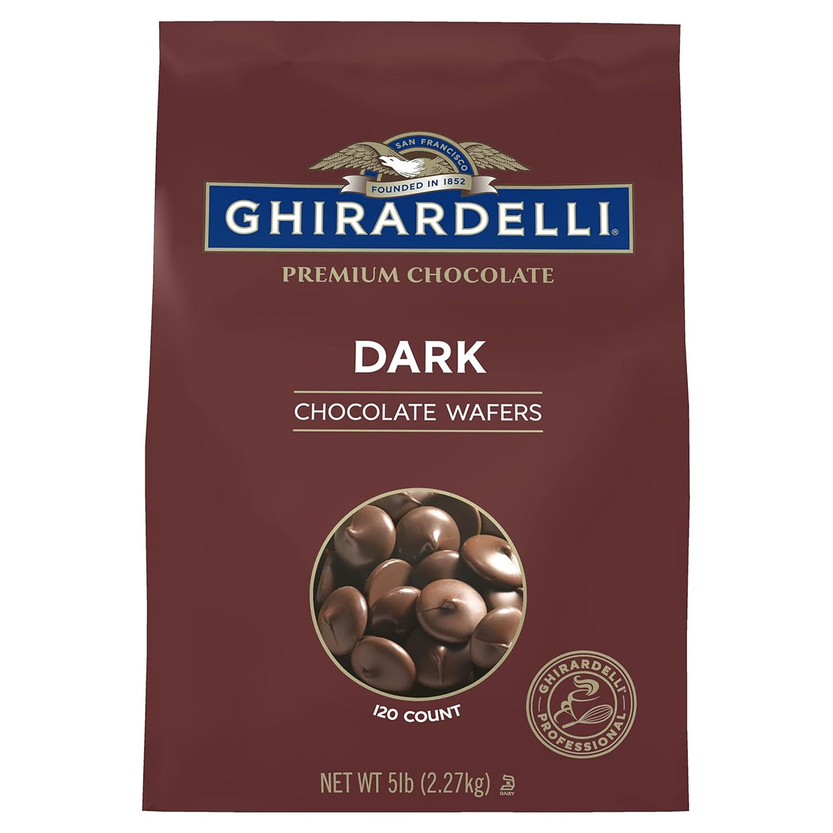 Ghirardelli Chocolate Company Dark Chocolate Wafers, 5lb. Bag (Pack of 1)