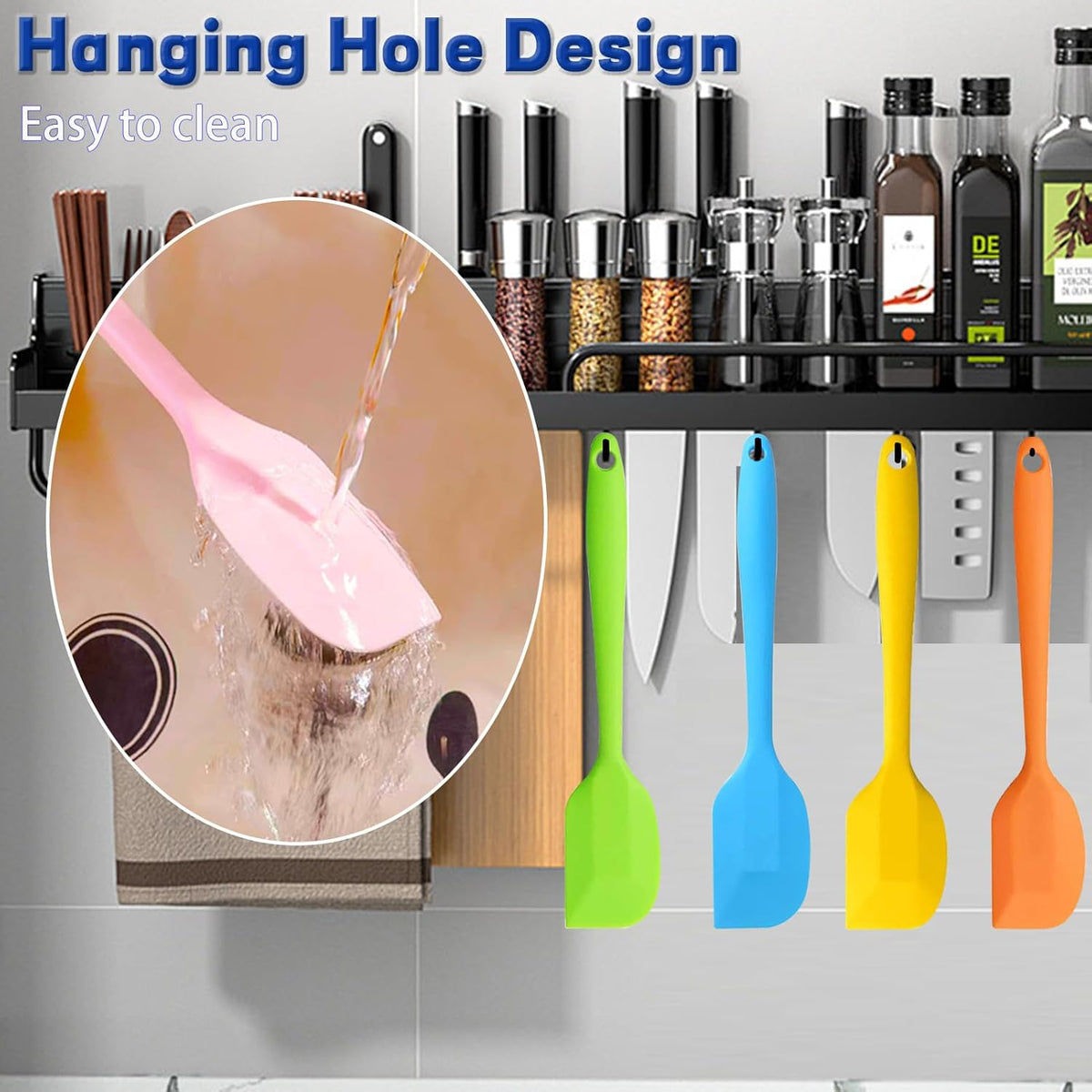 8 Pieces Silicone Spatulas, 11 inch Heat-Resistant Non-stick Spatulas with Stainless Steel Core for Cake Cream Cooking Gadget by COLOGO (11 inch)