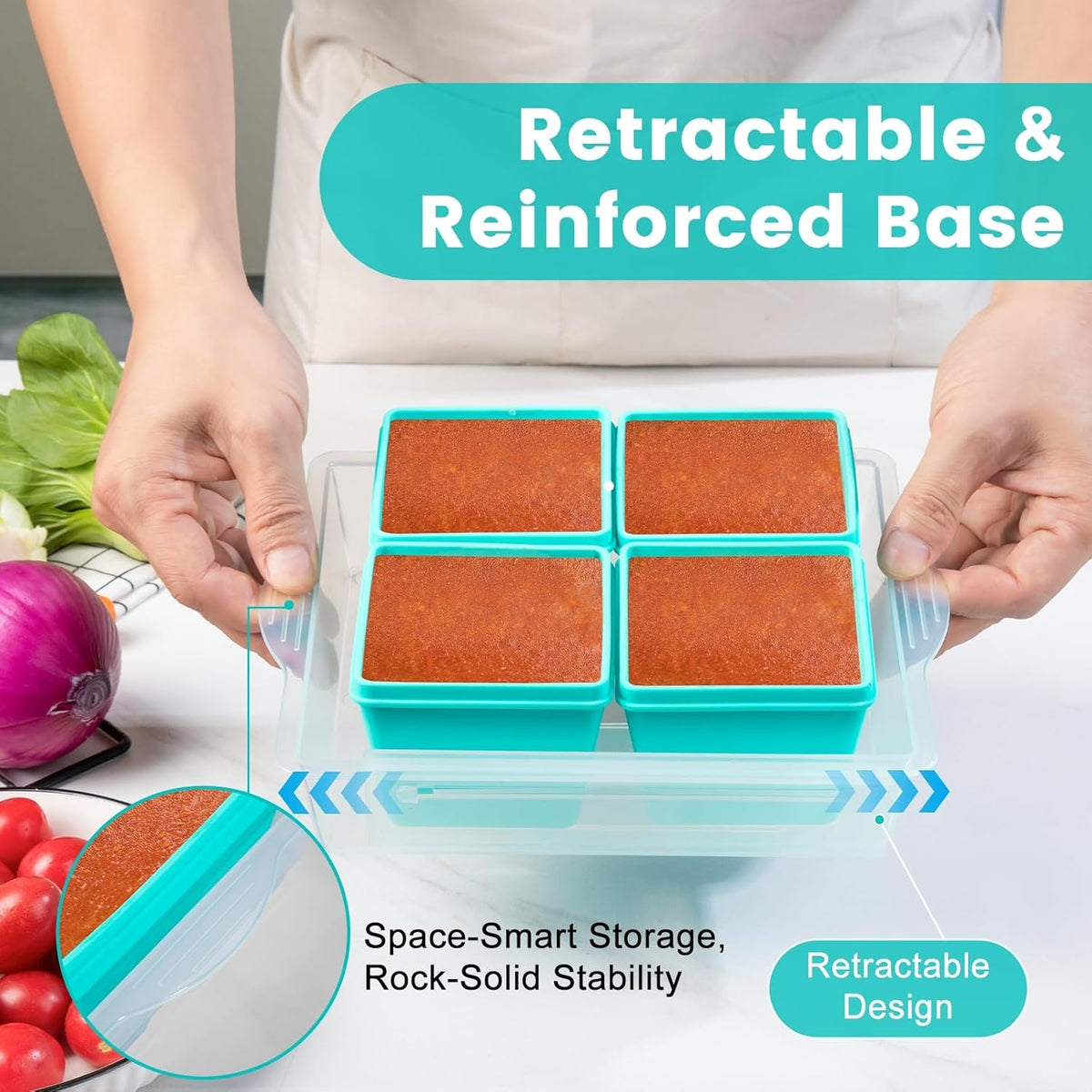 Gemice BPA-Free Silicone Freezer Molds with Base, Individual 8-Pack 1-Cup Portion Soup Cubes Freezer Tray with Lids for Food Storage, Oven & Dishwasher Safe, Silicone Freezer Containers for Meal Prep